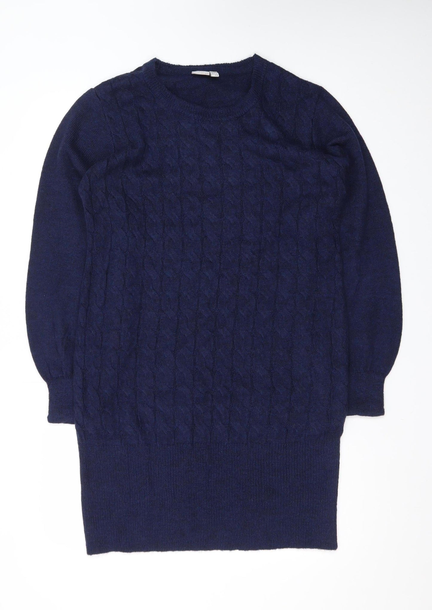 Bodyflirt Boutique Women Blue Cable-Knit Long Sleeve Jumper Size 14