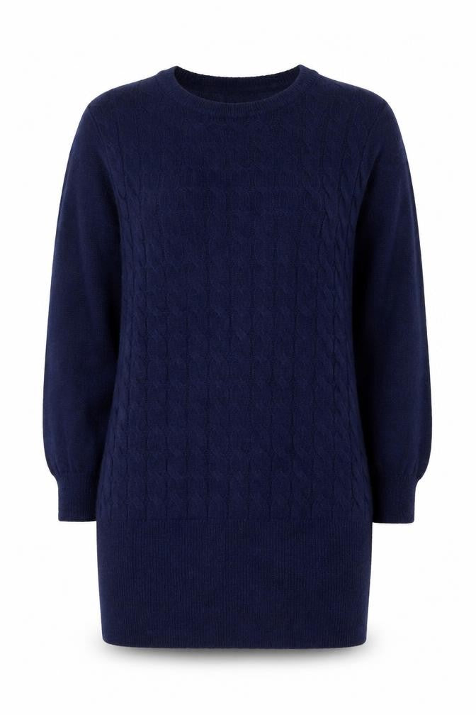 Bodyflirt Boutique Women Blue Cable-Knit Long Sleeve Jumper Size 14