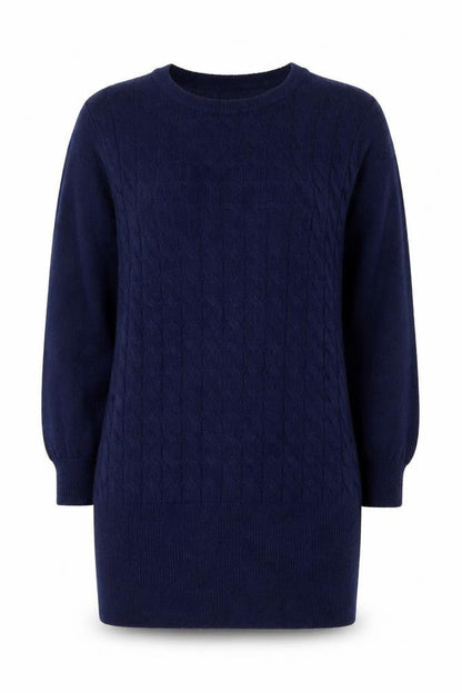 Bodyflirt Boutique Women Blue Cable-Knit Long Sleeve Jumper Size 14