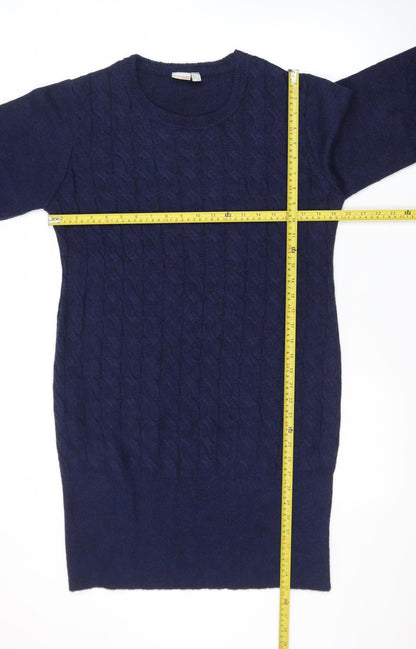 Bodyflirt Boutique Women Blue Cable-Knit Long Sleeve Jumper Size 14
