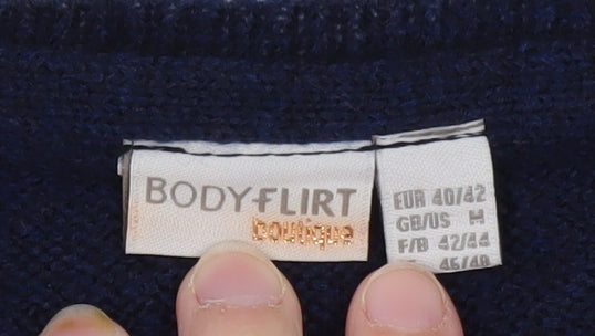 Bodyflirt Boutique Women Blue Cable-Knit Long Sleeve Jumper Size 14