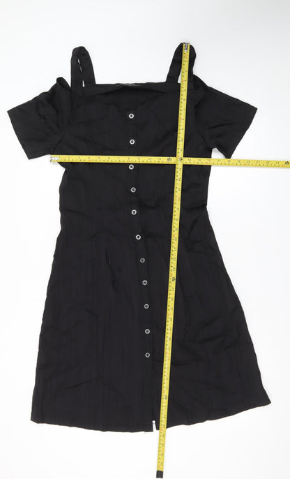 REAL FORM London Women's Black Size 14 Cold Shoulder A-Line Dress