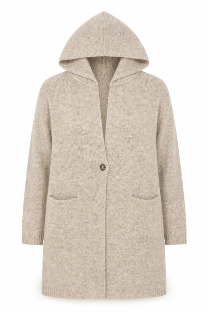Body Flirt Women Beige Hooded Long Sleeve Cardigan M