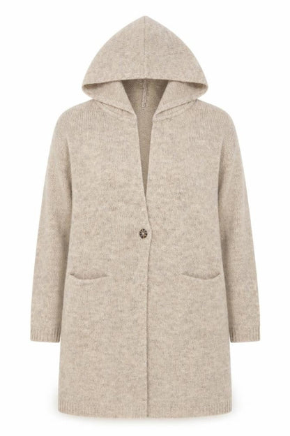Body Flirt Women Beige Hooded Long Sleeve Cardigan M