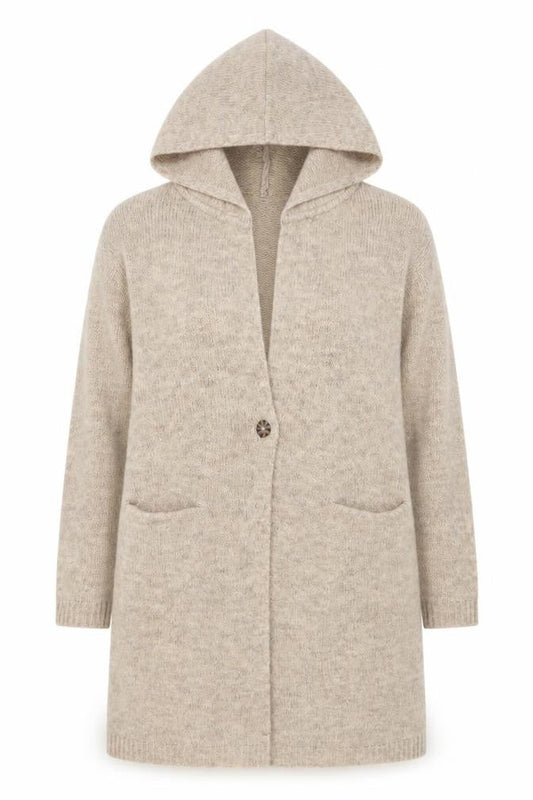 Body Flirt Women Beige Hooded Long Sleeve Cardigan M
