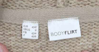 Body Flirt Women Beige Hooded Long Sleeve Cardigan M