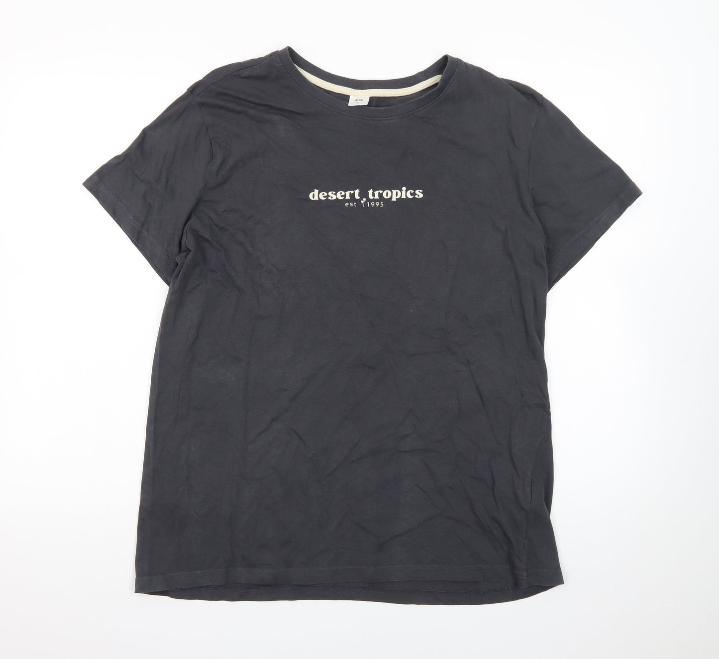 Desert Tropics Mens Black Cotton Crew Neck T-Shirt Size L