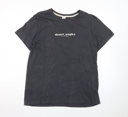 Desert Tropics Mens Black Cotton Crew Neck T-Shirt Size L