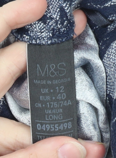 Marks and Spencer Womens Blue Floral Jogger Trousers Size 12 Long