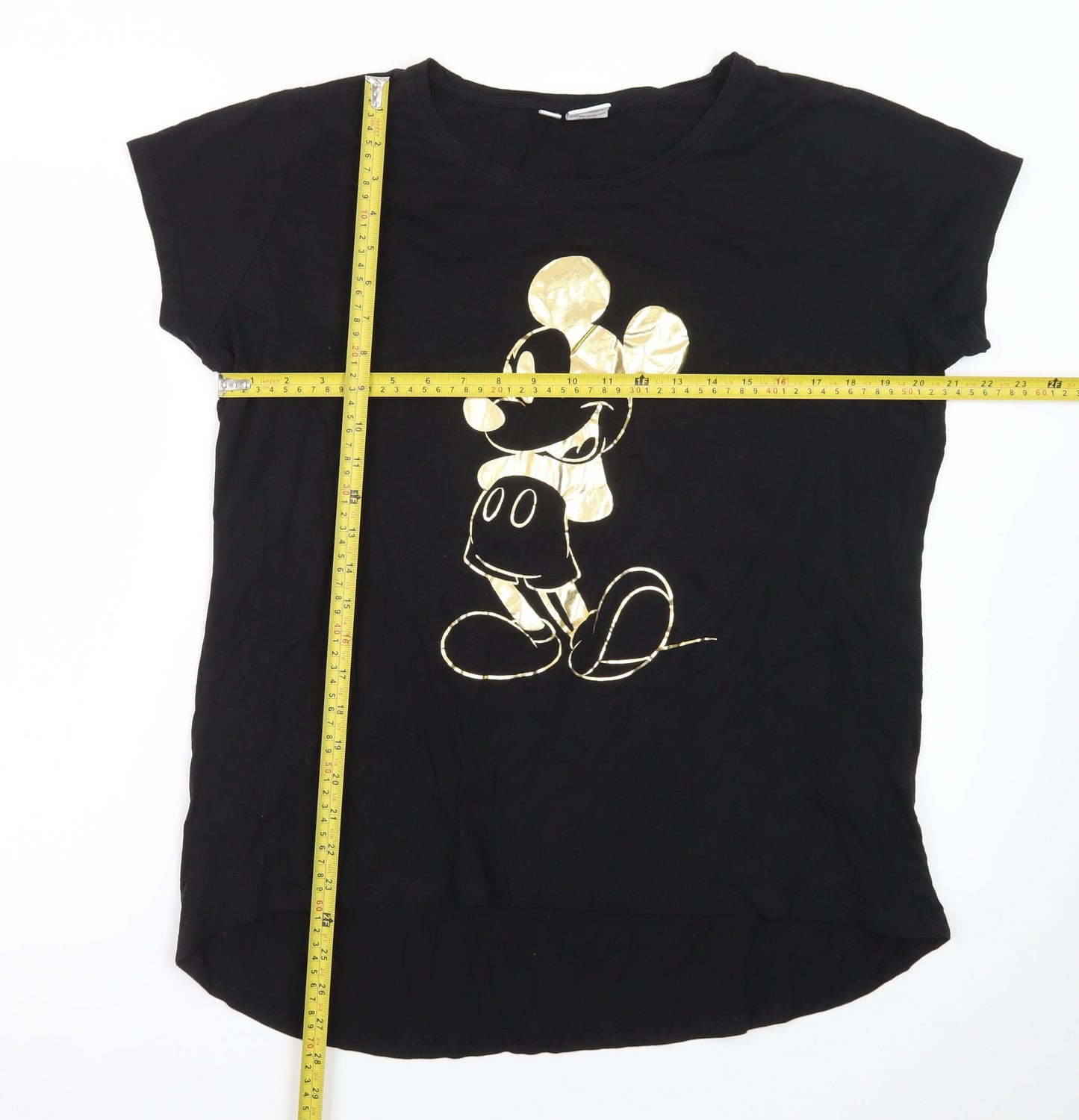 Disney Women's Black Mickey Mouse Gold Print T-Shirt XL