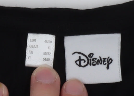 Disney Women's Black Mickey Mouse Gold Print T-Shirt XL
