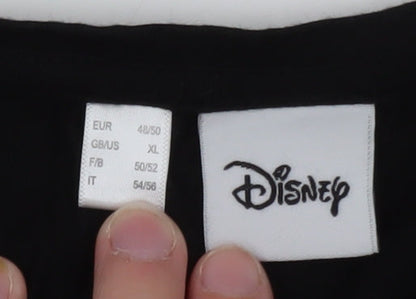 Disney Women's Black Mickey Mouse Gold Print T-Shirt XL
