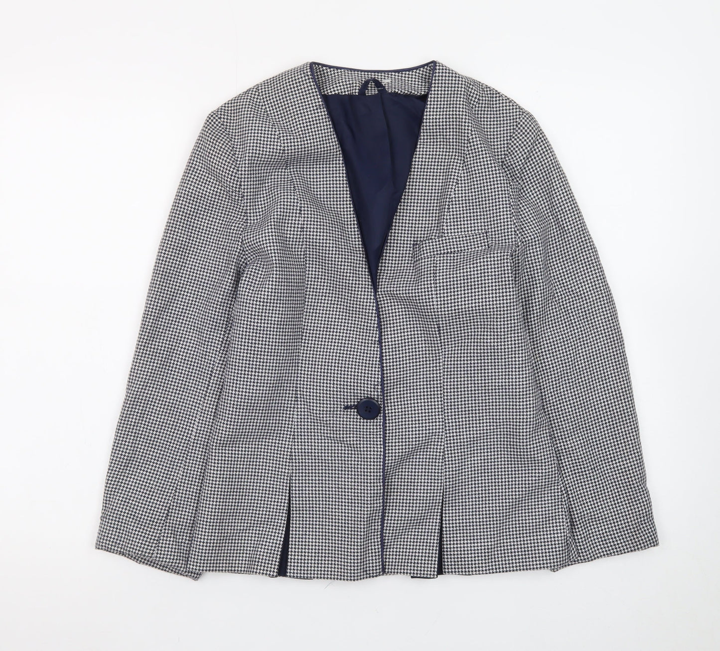 C&A Canda Womens Black & White Houndstooth Blazer Size 10 Single Breasted