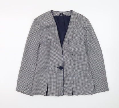 C&A Canda Womens Black & White Houndstooth Blazer Size 10 Single Breasted