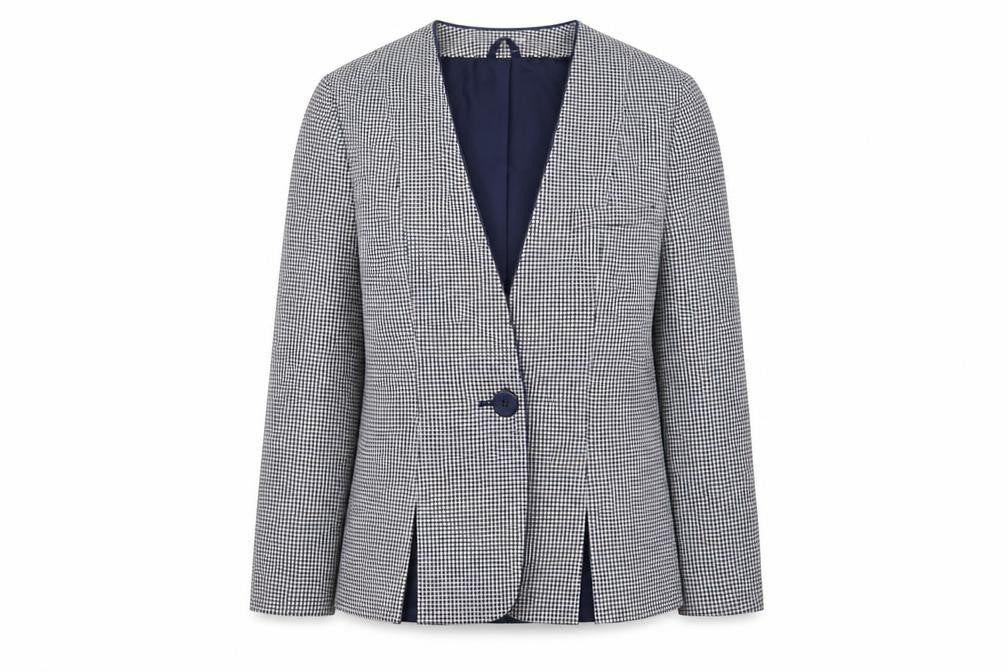 C&A Canda Womens Black & White Houndstooth Blazer Size 10 Single Breasted
