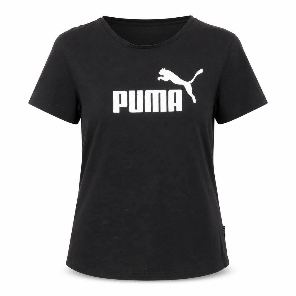 Puma Womens Black Crew Neck Logo T-Shirt Size 14