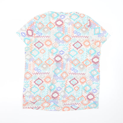 Bm Casual Women’s Multicoloured Geometric Short Sleeve T-Shirt Size 18