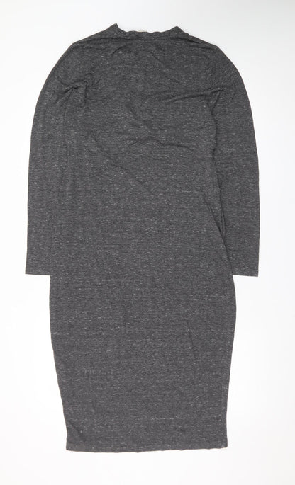 Miss Selfridge Women’s Grey Bodycon Midi Dress Size 14 Long Sleeve
