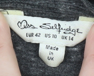 Miss Selfridge Women’s Grey Bodycon Midi Dress Size 14 Long Sleeve