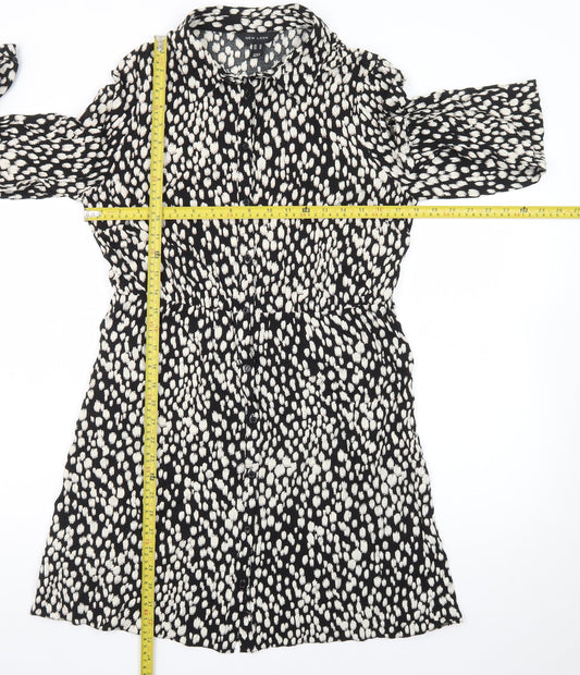 New Look Women's Black Animal Print Shirt Dress Size 14