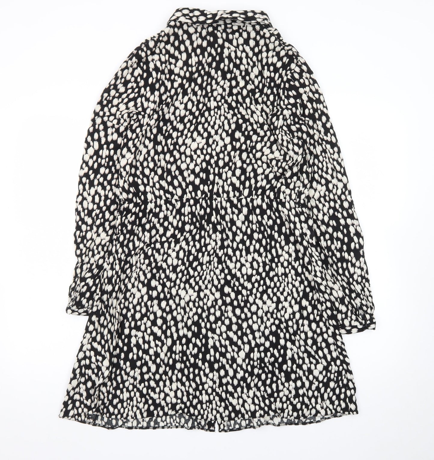 New Look Women's Black Animal Print Shirt Dress Size 14