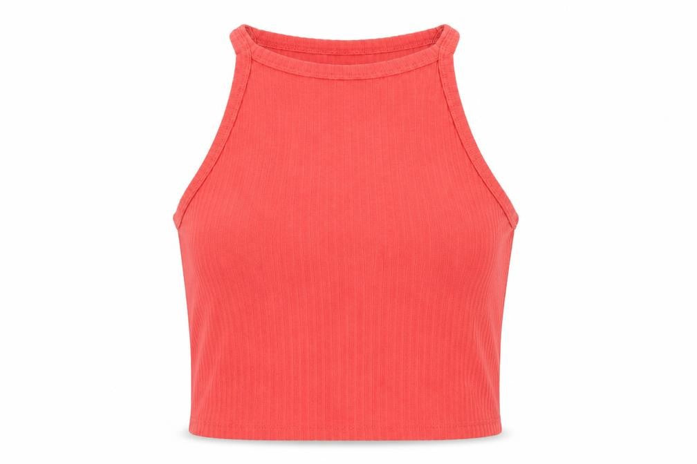 ONLY Womens Red Cropped Halter Tank Top Size L