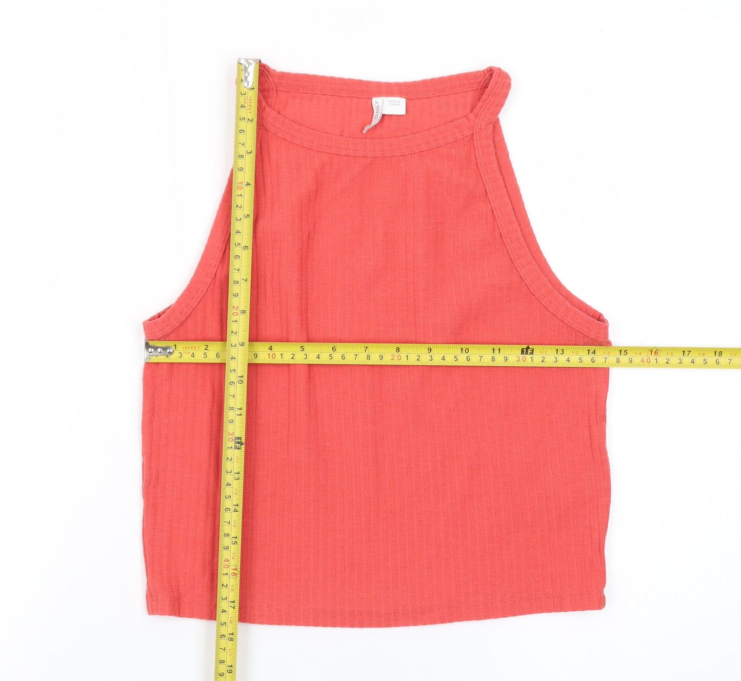 ONLY Womens Red Cropped Halter Tank Top Size L