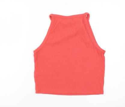ONLY Womens Red Cropped Halter Tank Top Size L