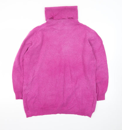 Antony Women’s Pink Wool Roll Neck Tunic Jumper L Made in Italy