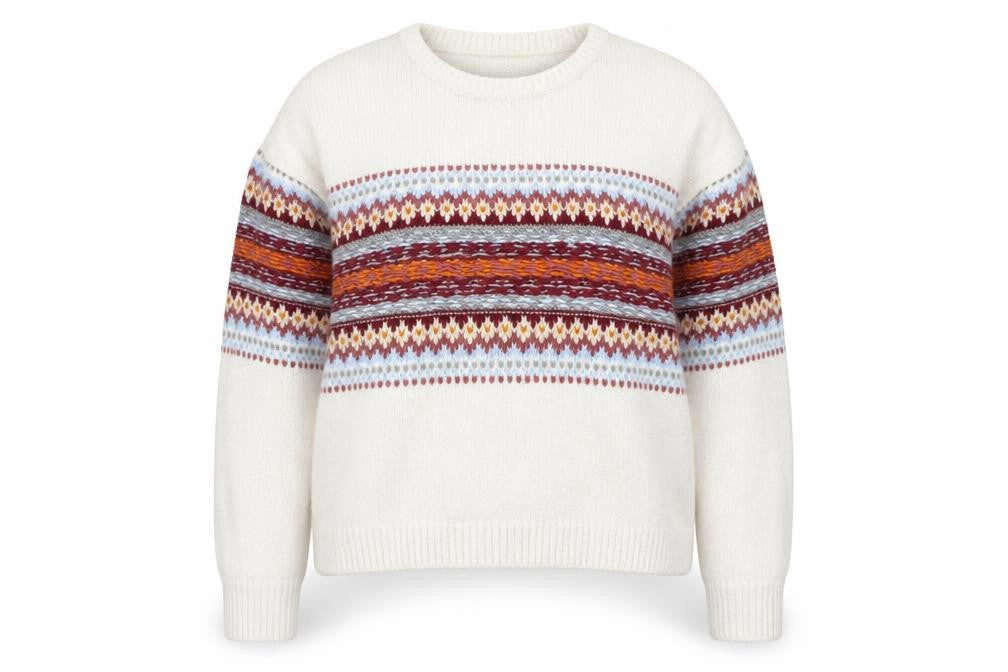 Pull & Bear Womens Ivory Fair Isle Knit Jumper L