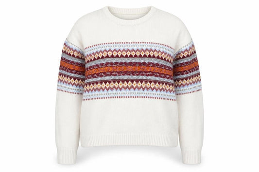 Pull & Bear Womens Ivory Fair Isle Knit Jumper L