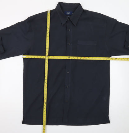 Casual Club Men's Blue Long Sleeve Microfibre Button-Up Shirt M