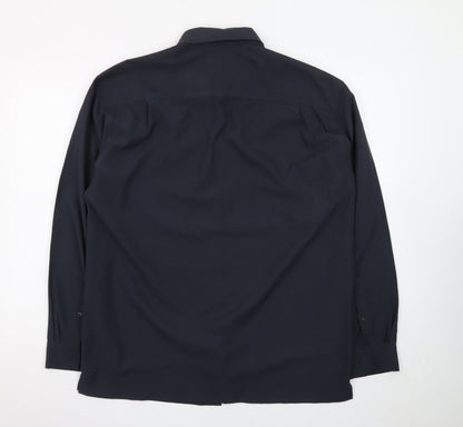Casual Club Men's Blue Long Sleeve Microfibre Button-Up Shirt M