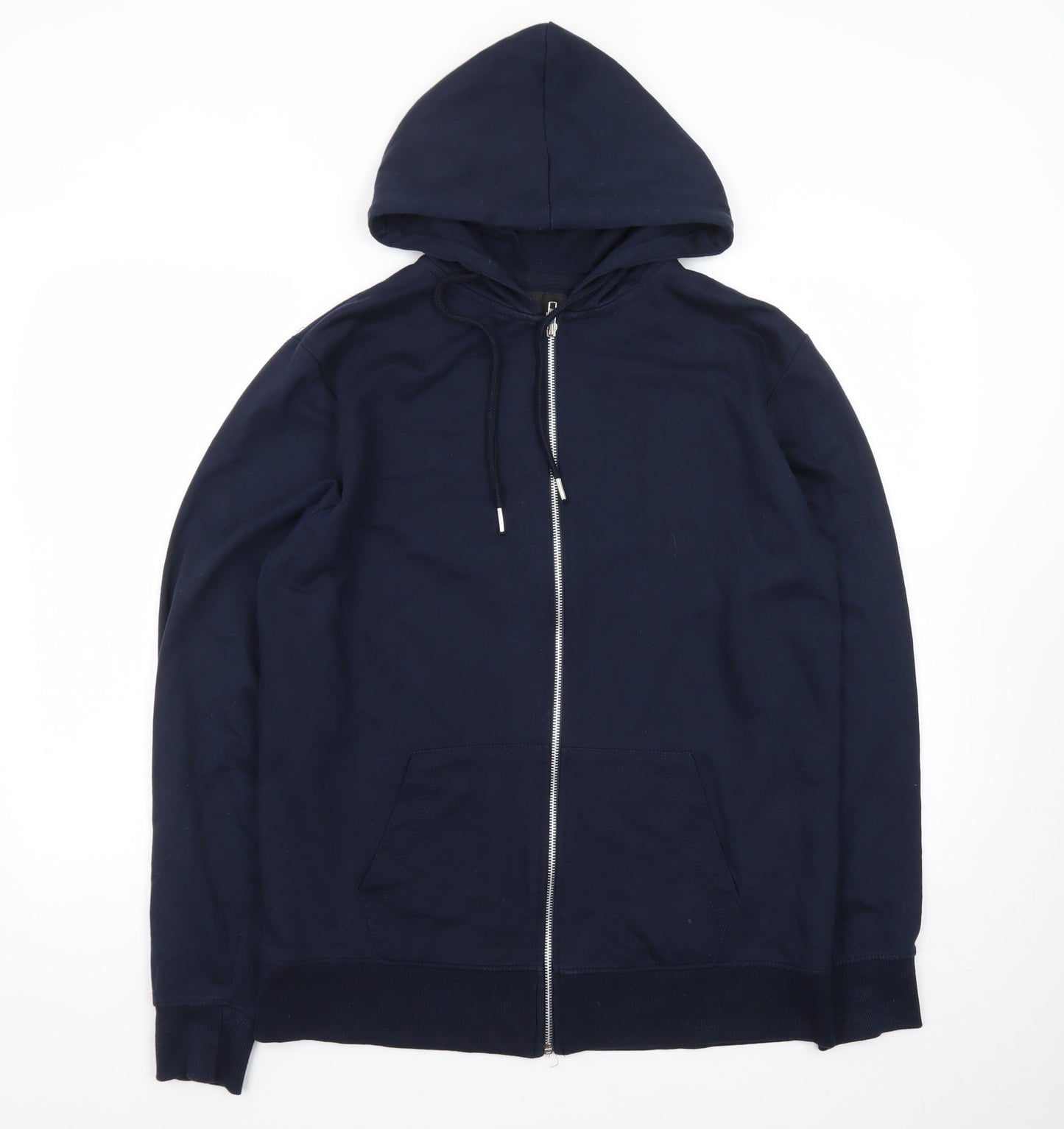 boohooMAN Men’s Blue Full Zip Hoodie XL Regular Fit