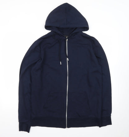 boohooMAN Men’s Blue Full Zip Hoodie XL Regular Fit
