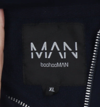 boohooMAN Men’s Blue Full Zip Hoodie XL Regular Fit