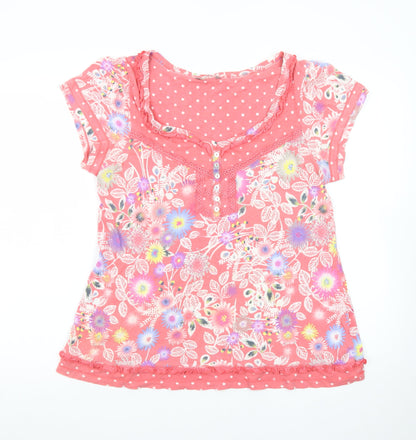 Marks and Spencer Womens Multicoloured Floral Short Sleeve Cotton T-Shirt Size 16