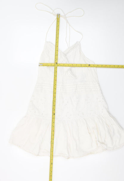 ASOS Women’s White Cotton Linen Slip Dress Size 12 Summer Casual
