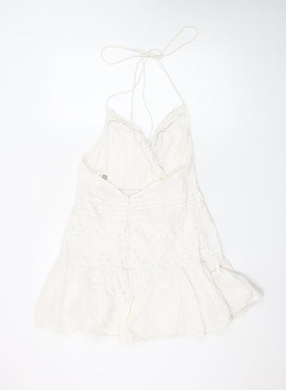 ASOS Women’s White Cotton Linen Slip Dress Size 12 Summer Casual