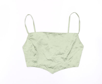 PrettyLittleThing Women’s Green Satin Camisole Top UK 10