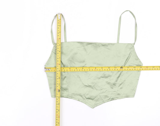 PrettyLittleThing Women’s Green Satin Camisole Top UK 10