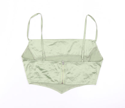 PrettyLittleThing Women’s Green Satin Camisole Top UK 10