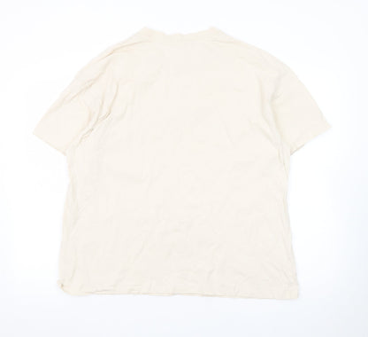 H&M Men Beige Metallica Band Graphic Cotton T-Shirt Size L