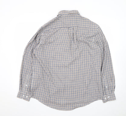 James Pringle Men's Brown Check Long Sleeve Button-Up Shirt M
