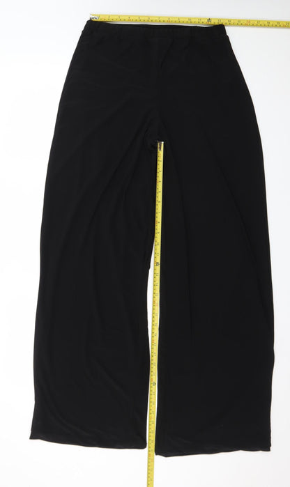 PrettyLittleThing Womens Black Wide-Leg Jersey Trousers Size 12