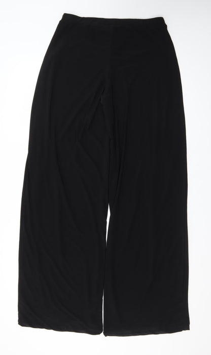 PrettyLittleThing Womens Black Wide-Leg Jersey Trousers Size 12