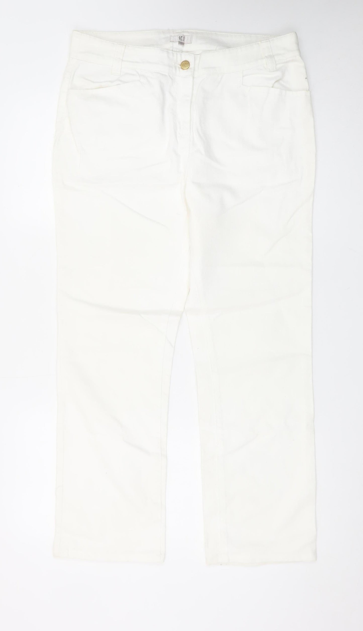 CC Women Ivory Straight Leg Stretch Jeans Size 14