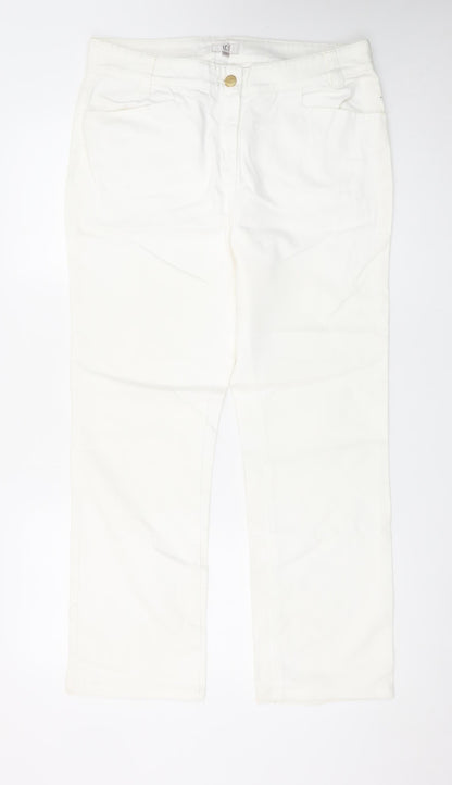 CC Women Ivory Straight Leg Stretch Jeans Size 14