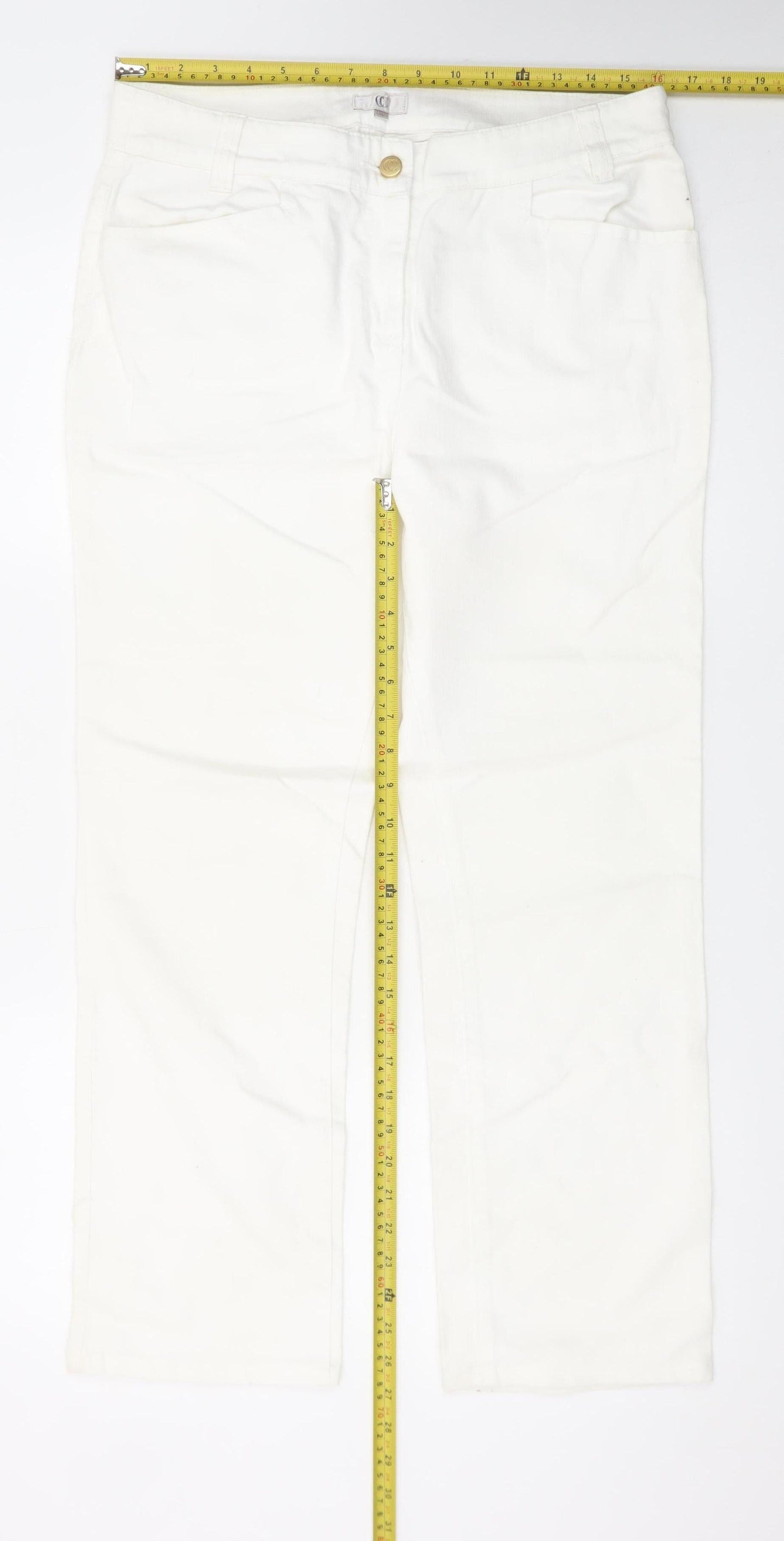 CC Women Ivory Straight Leg Stretch Jeans Size 14
