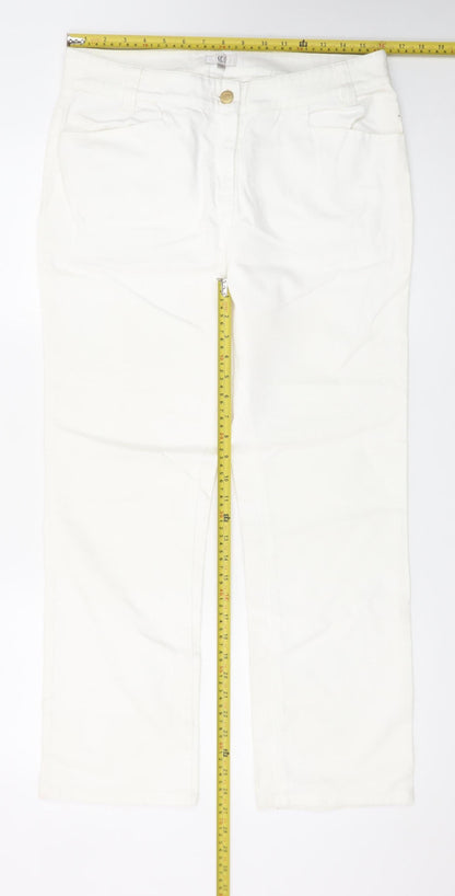 CC Women Ivory Straight Leg Stretch Jeans Size 14